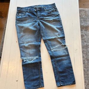New York & Company Women's Distressed Skinny Leg Boyfriend Crop Jeans